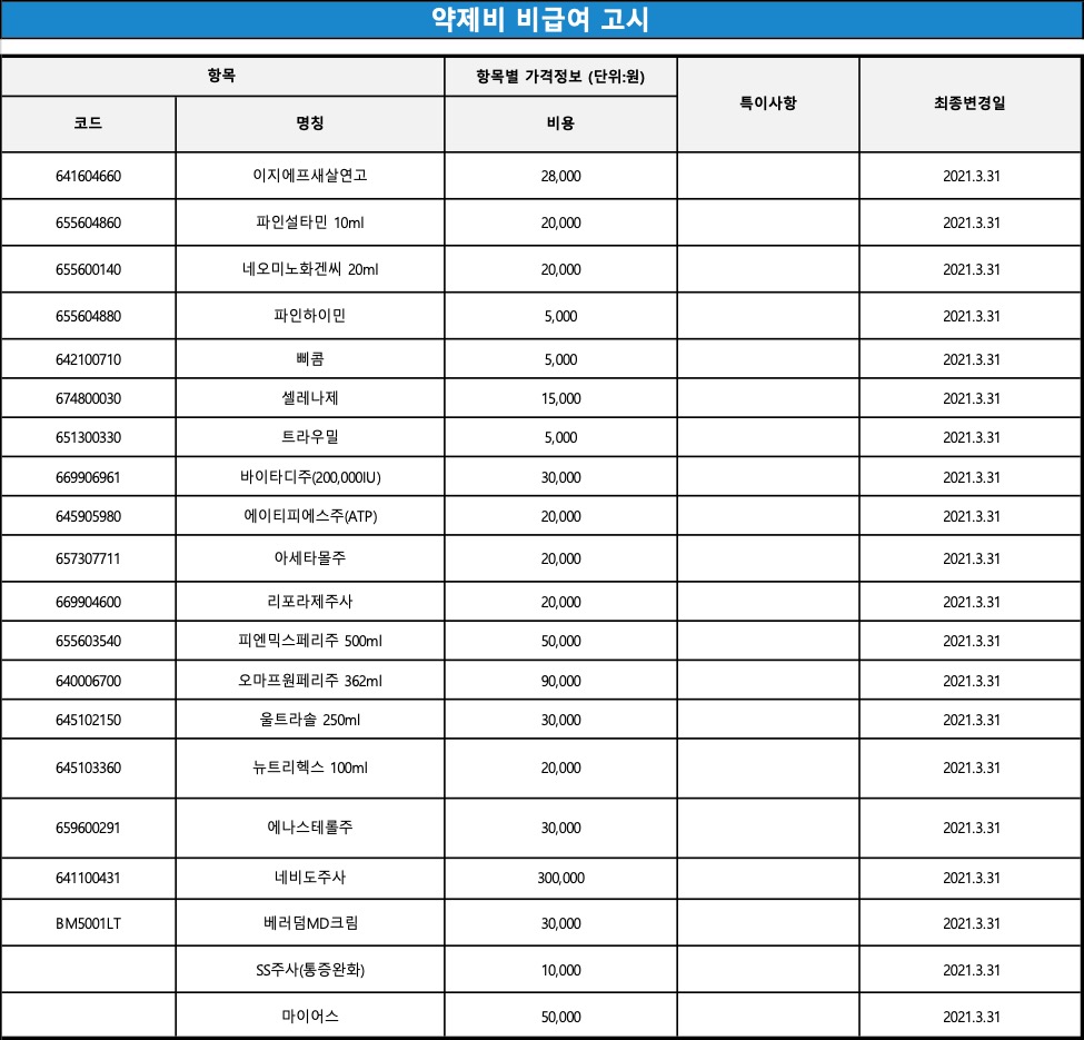 비급여항목안내 1